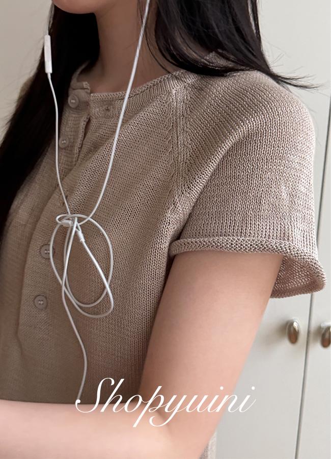 유이니 [썸머 니트] Fraise button half knit (3color)