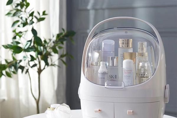 캡슐 뚜껑있는 먼지차단 아크릴 3단 화장품정리함 정리대
