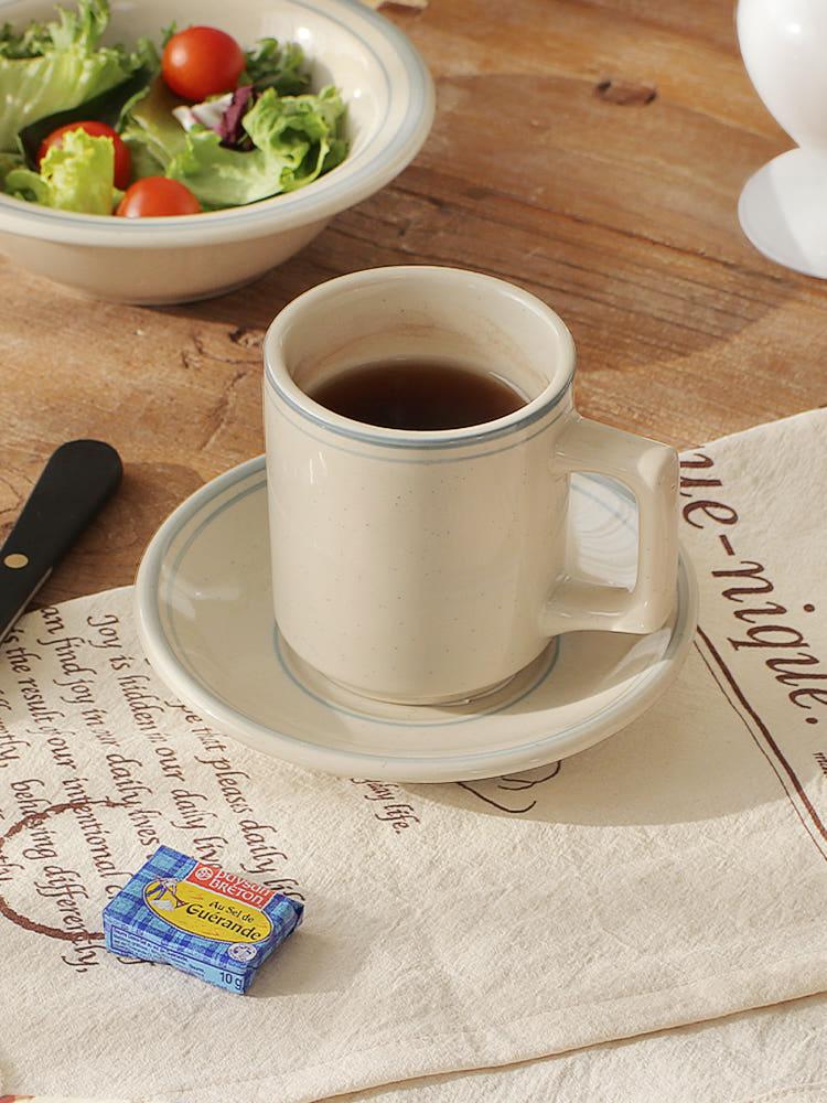 포그 라인 홈카페 커피잔세트 250ml (잔+소서) / 빈티지 물컵