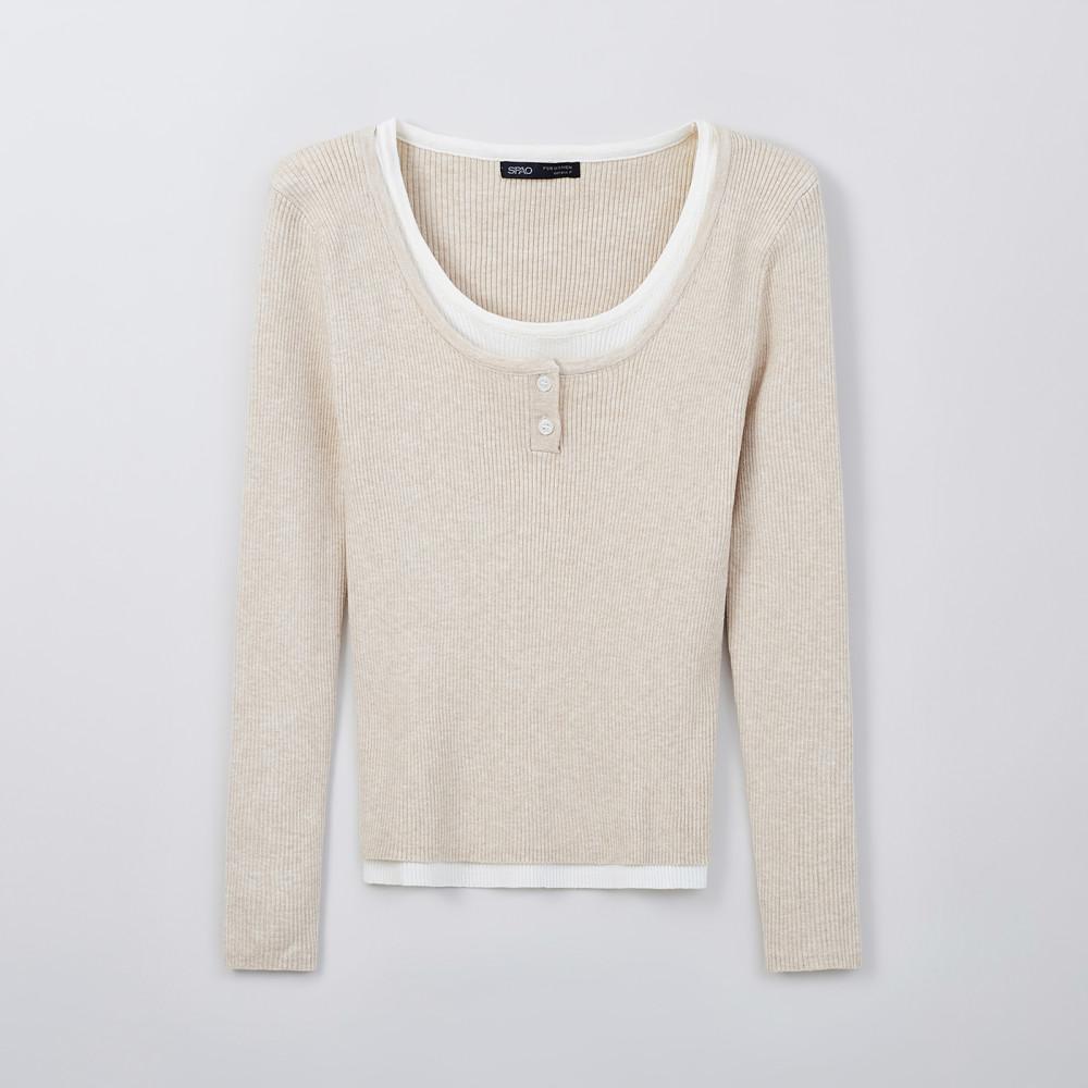 (QR) 레이어드 긴팔 스웨터_SPKWE4TW92