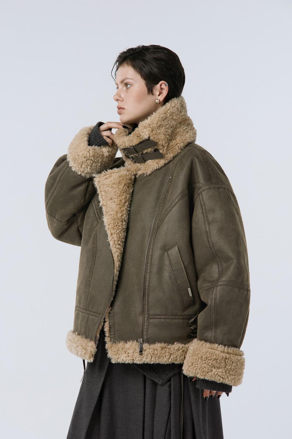 Vintage Washed Shearling Mustang [ Brown ]
