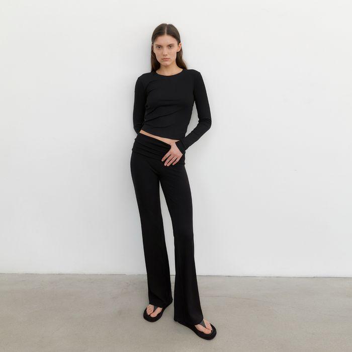 [5차 입고] [6/20 예약배송] Foldable Ribbed Pants - Black