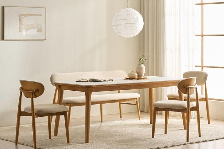 나폴리 포세린 세라믹 6인용 원목 식탁 1800 테이블/의자 세트