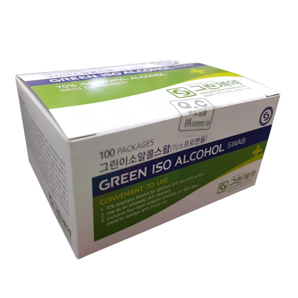 그린제약 알콜스왑 100매 x 1박스 알콜솜 소독솜