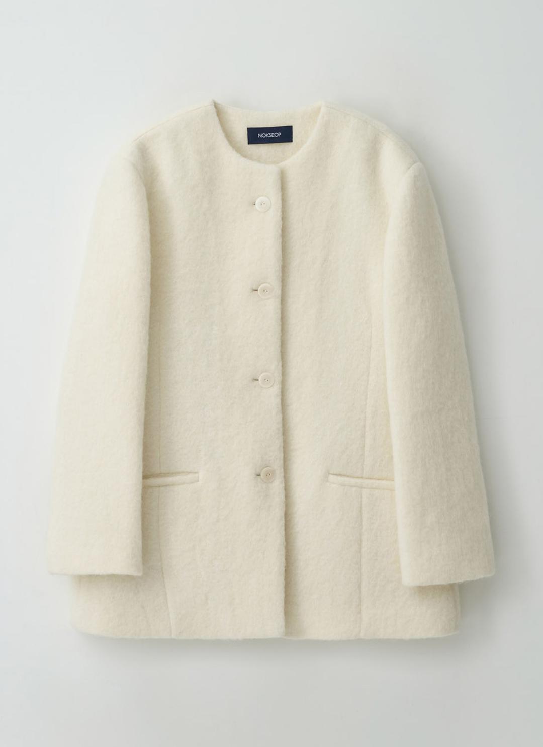Alpaca blend half coat_ivory