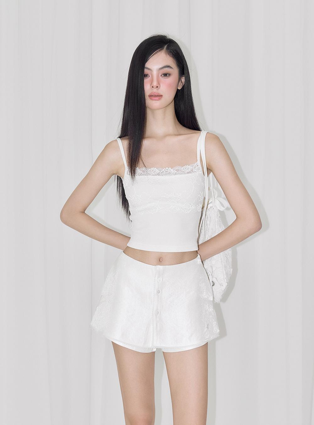 French Satin Lace Skirt Shorts