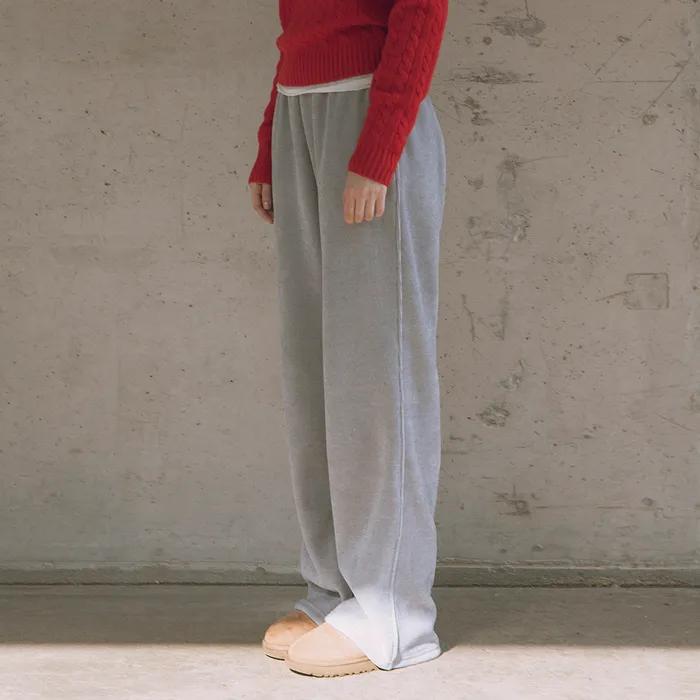 SIPT7097 기모 골지 스웻 팬츠_Melange gray