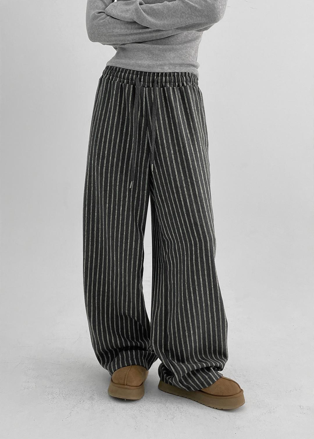 [MADE] 래티 울 기모 스트라이프 밴딩팬츠