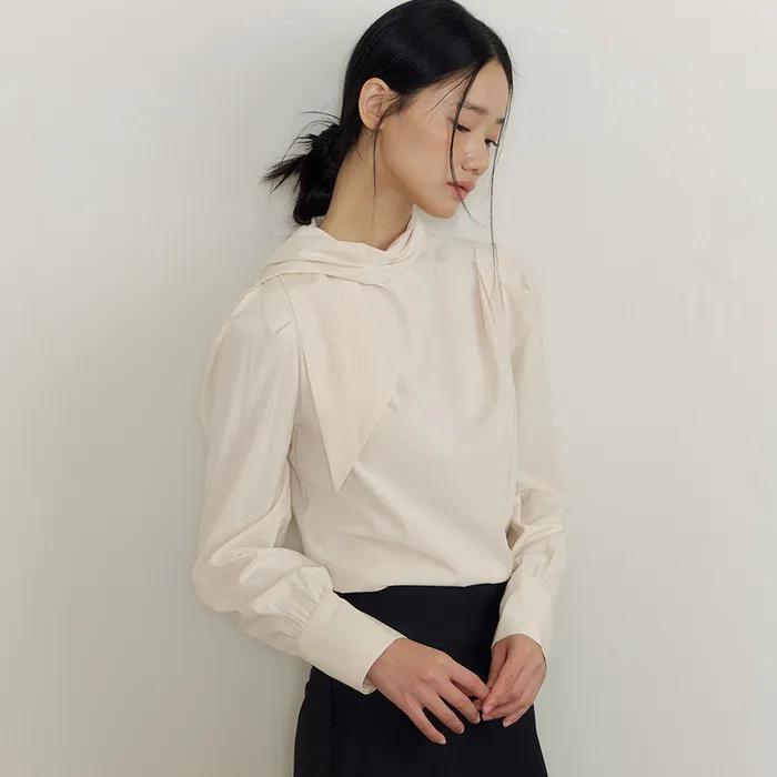 Ribbon Silky Blouse (cream)