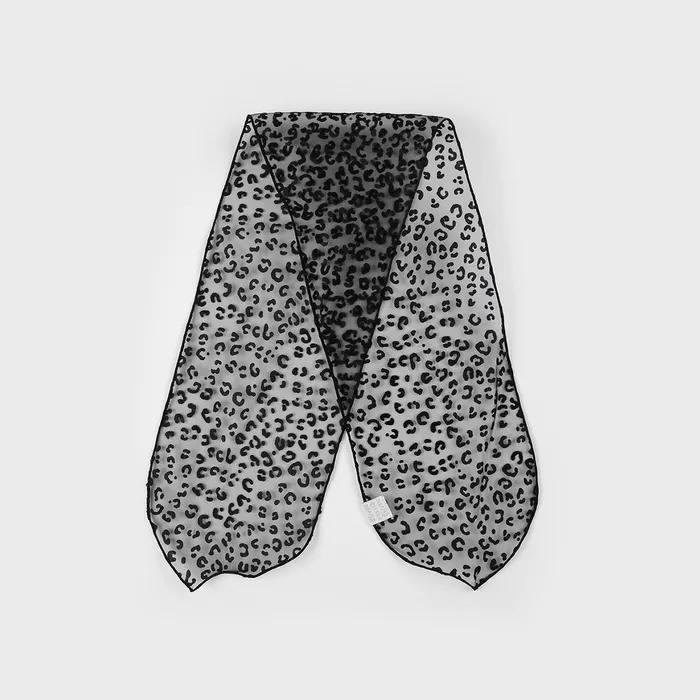 LEOPARD ORGANZA SCARF (BLACK)