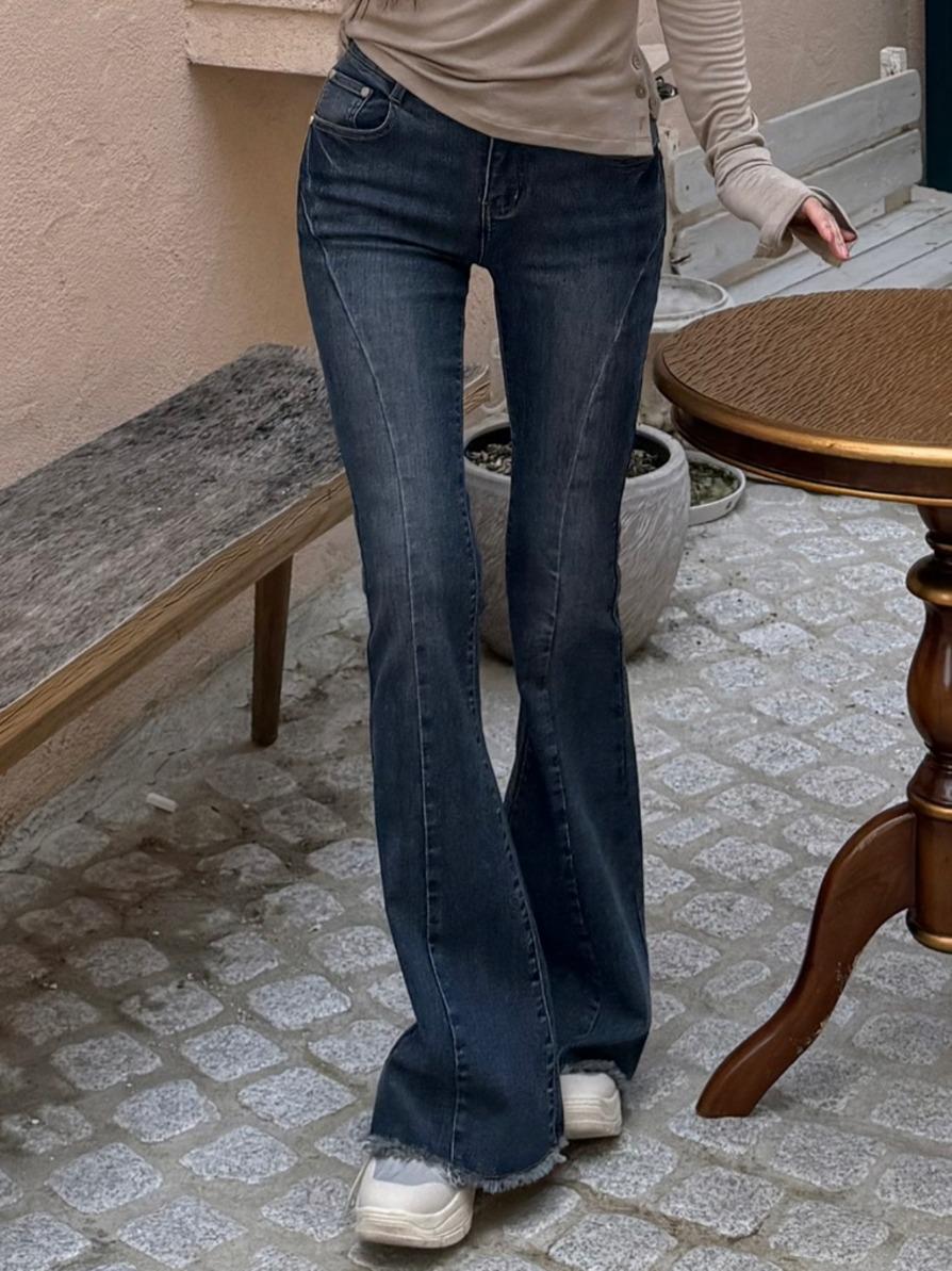 골반볼륨업 중진청 절개 와이드 부츠컷_골반뽕 청바지