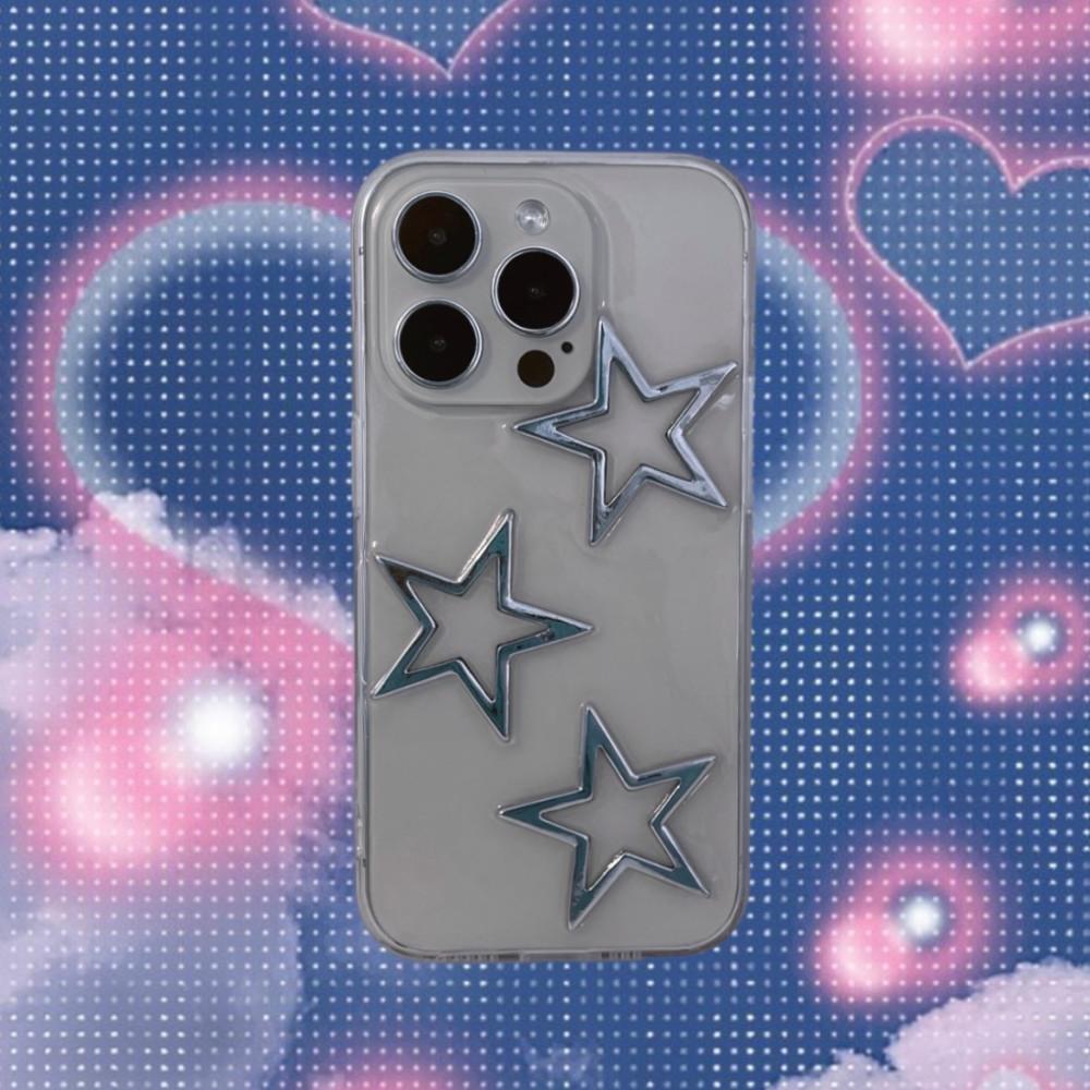 아이폰15입고)Big ver. 키치 실버별 아이폰케이스/갤럭시케이스