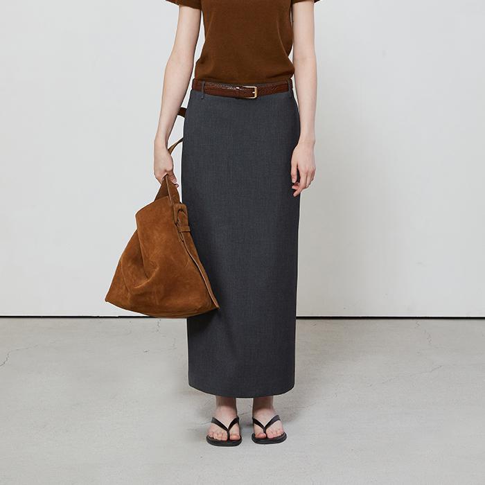 STANDARD FIT LONG SKIRT - GRAY