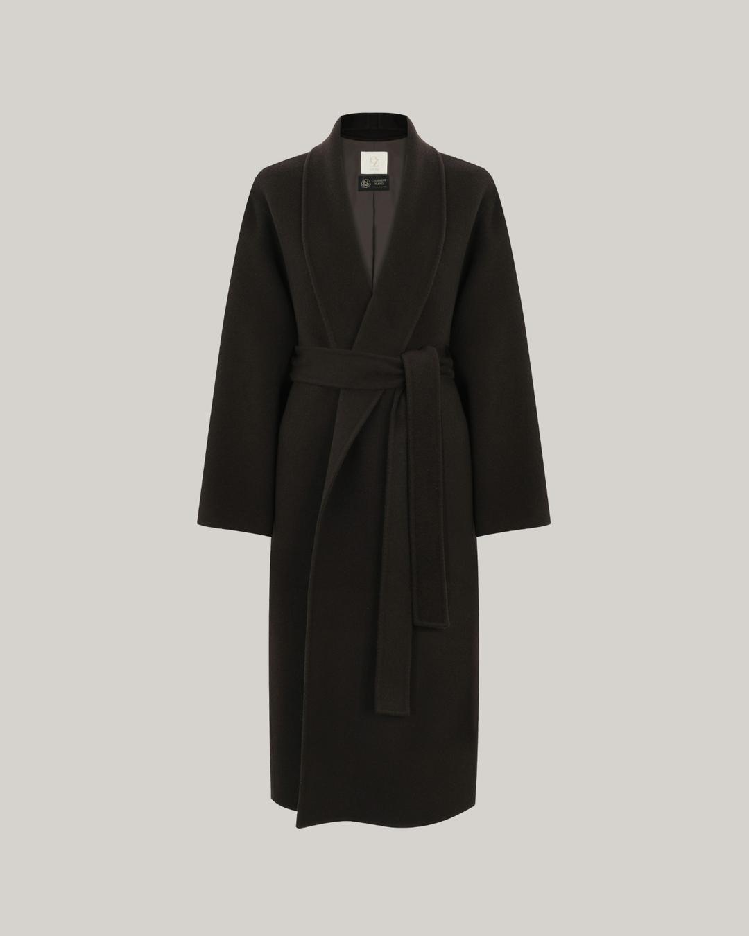 [made by ezer] 로에 캐시미어 숄카라 핸드메이드 코트 (deep chocolate)