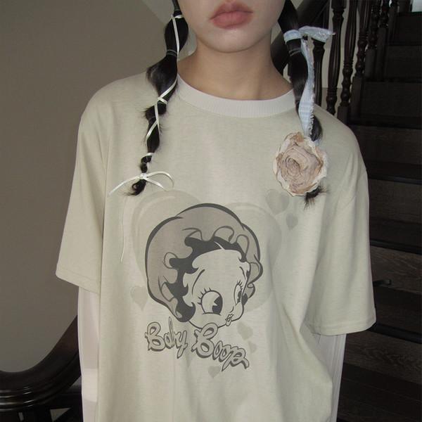 3MONTH cartoon printing loose fake two t-shirt