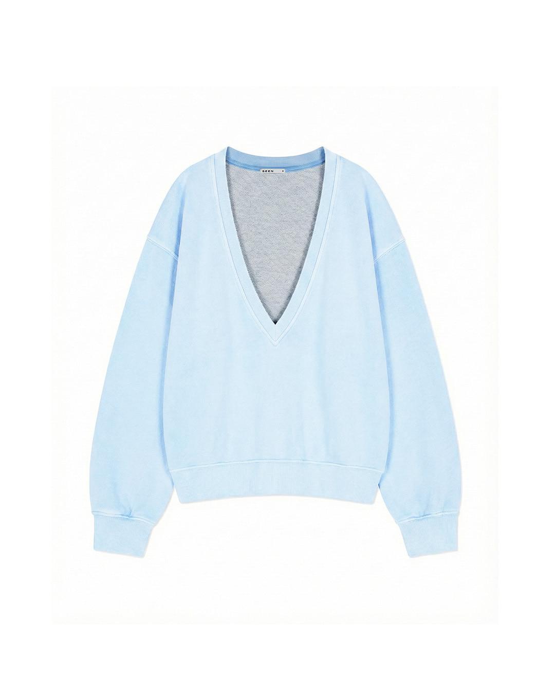 DEEP NECK SWEATSHIRTS (Dyed blue)