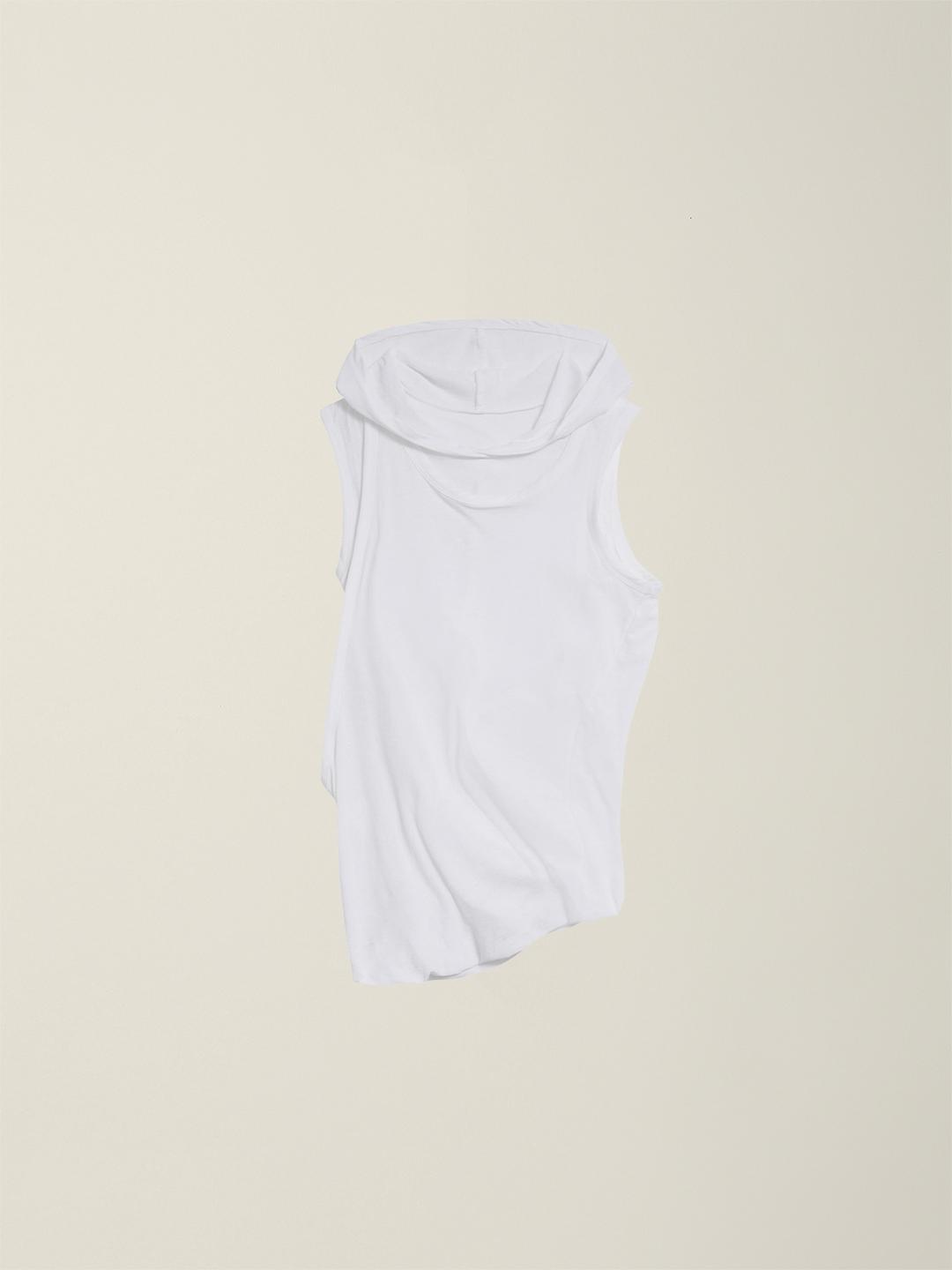 WOMEN TWIST SLEEVELESS HOODED DRESS  WHITE