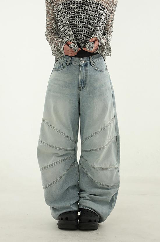 curved knee wide jean