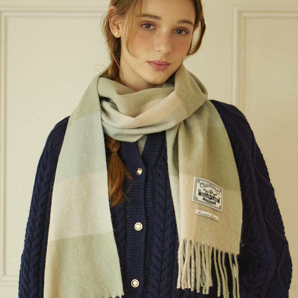 Holiday Check Blend Muffler - Mint Check