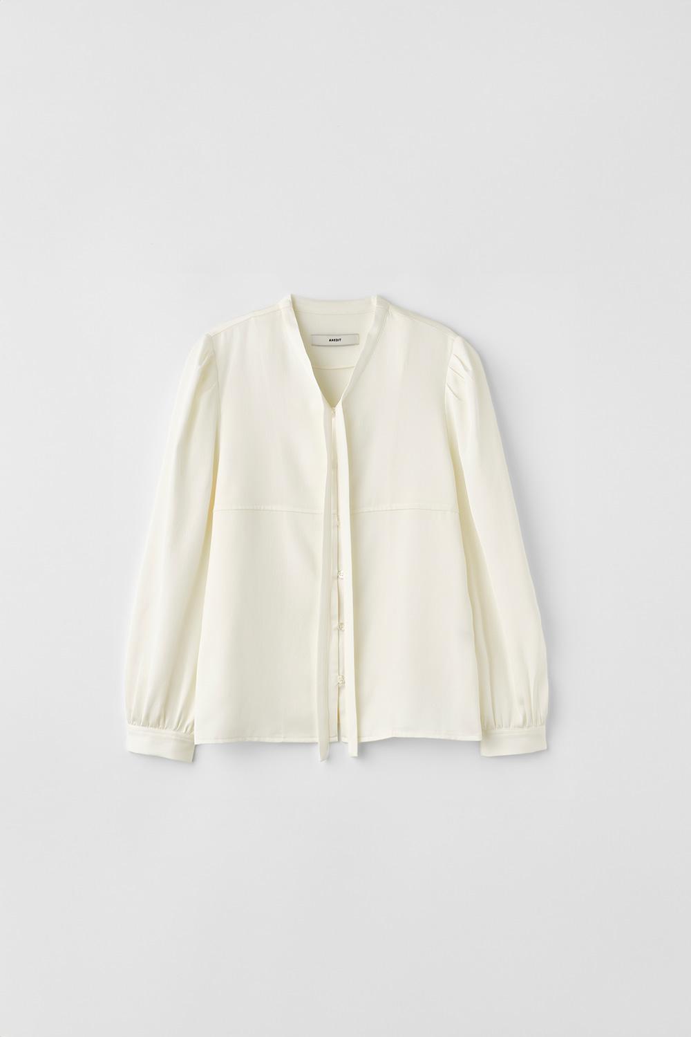D Scarf Tie Detail Blouse_Ivory