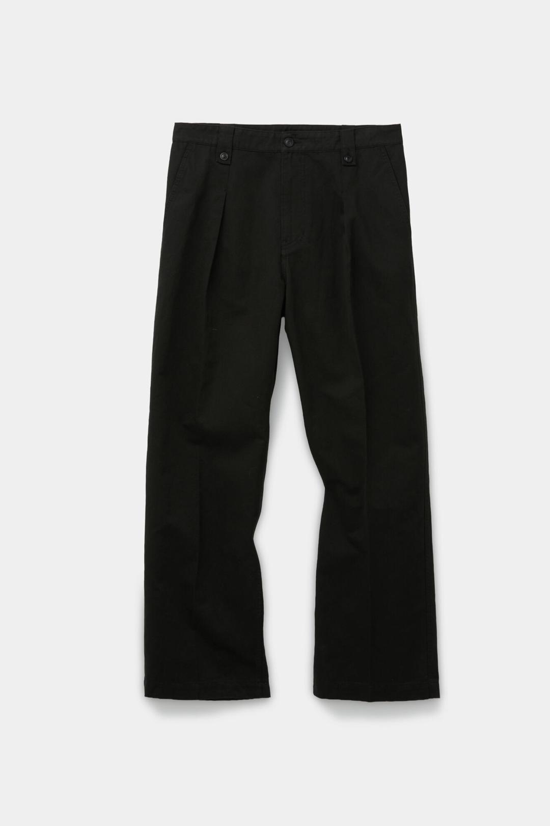 [4/20 RESERVED DELIVERY] Washed linene blend button point chino trousers (Black)