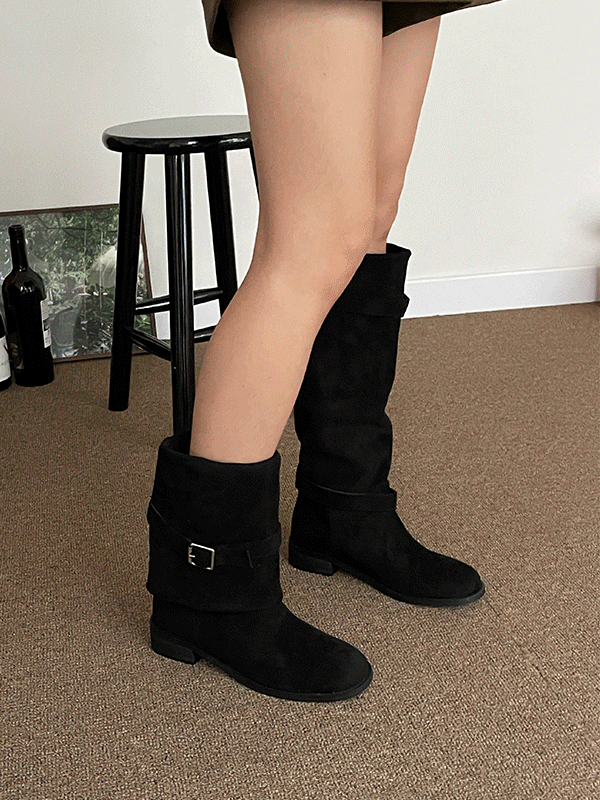 [2가지 연출가능!] 스웨이드 버클 부츠 (3cm/ 2col)