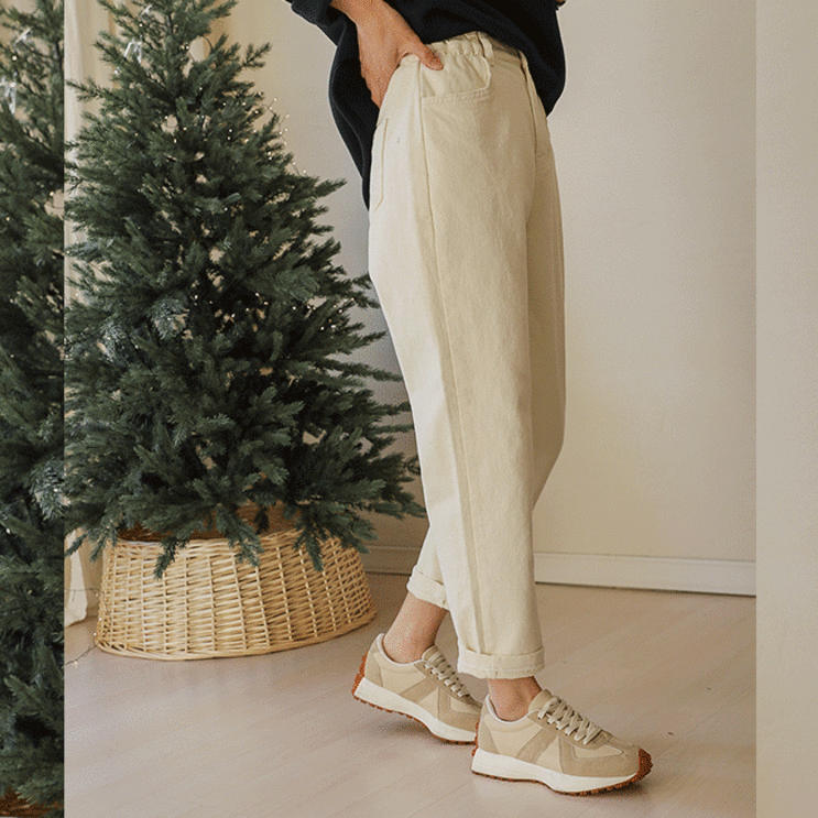 셔링밴딩 양기모 배기팬츠