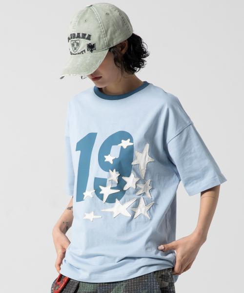 GT124 넘버링 스타 아플리케 티셔츠 (BLUE)