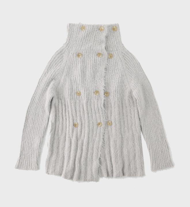 Buttoned Knit Cardigan (Light Grey)