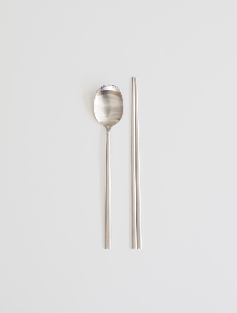 육각 한식 수저 샤틴 세트 2P