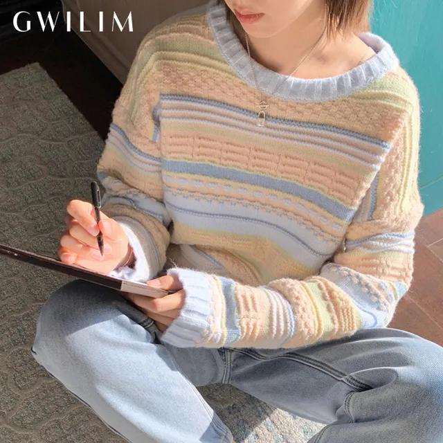 (귈림) 멀티 컬러 스트라이프 니트(GBFKN003P)