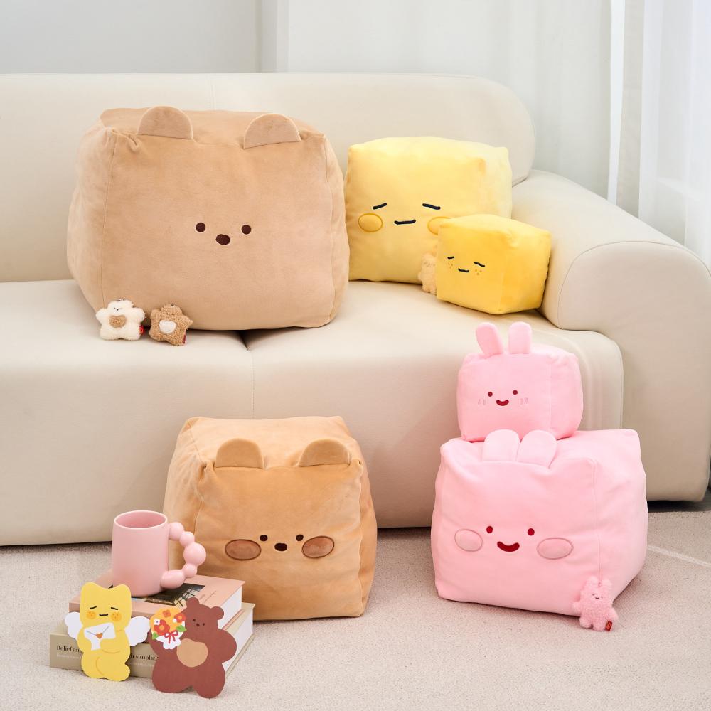 [버터샵] 빵실빵실 큐브쿠션 버터곰/버터군/스크래빗