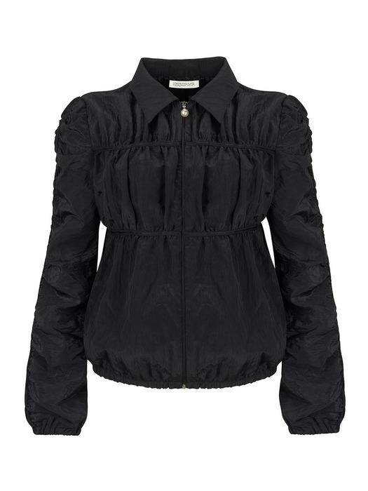 SPARKLE SHIRRING PEARL JACKET _ BLACK