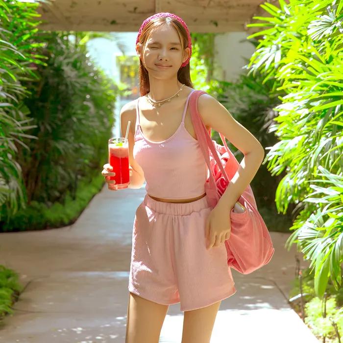 투피스 비치 비키니 핑크