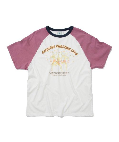 피츠윌리엄 배색 반팔 티셔츠 핑크