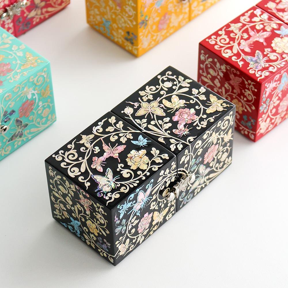 나전칠기 비비드 넝쿨나비 미니 자개쌍합