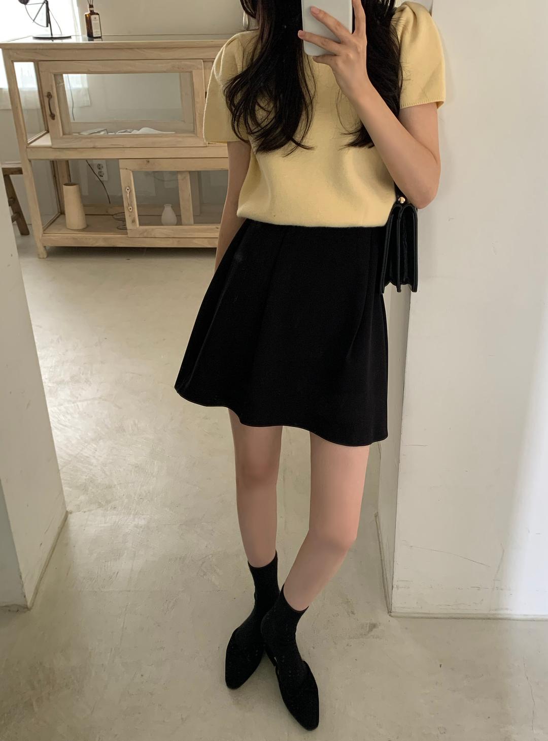 파인땡큐 [자체제작/가을신상/다리얇아보이는핏] 치즈벌룬스커트 블랙