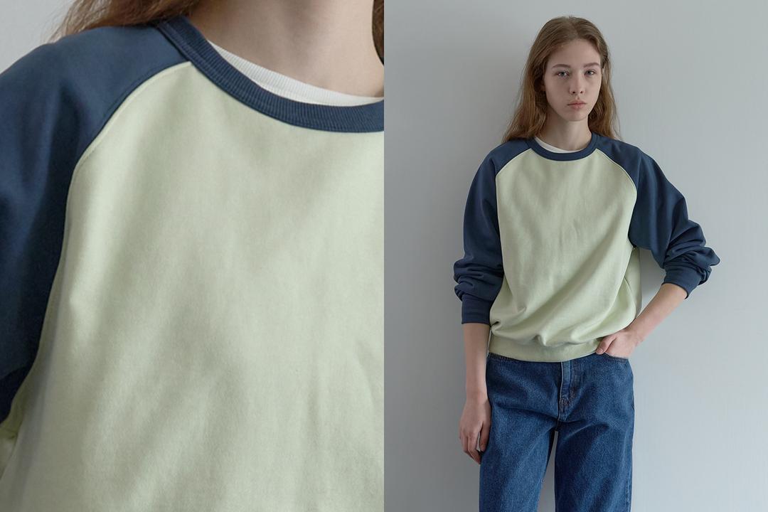 Raglan cotton sweatshirt (pale green)