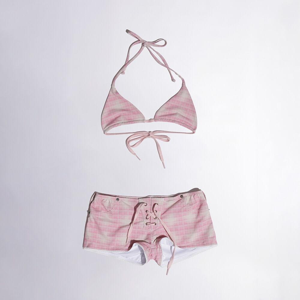 Ombre Plaid Microkini Pink
