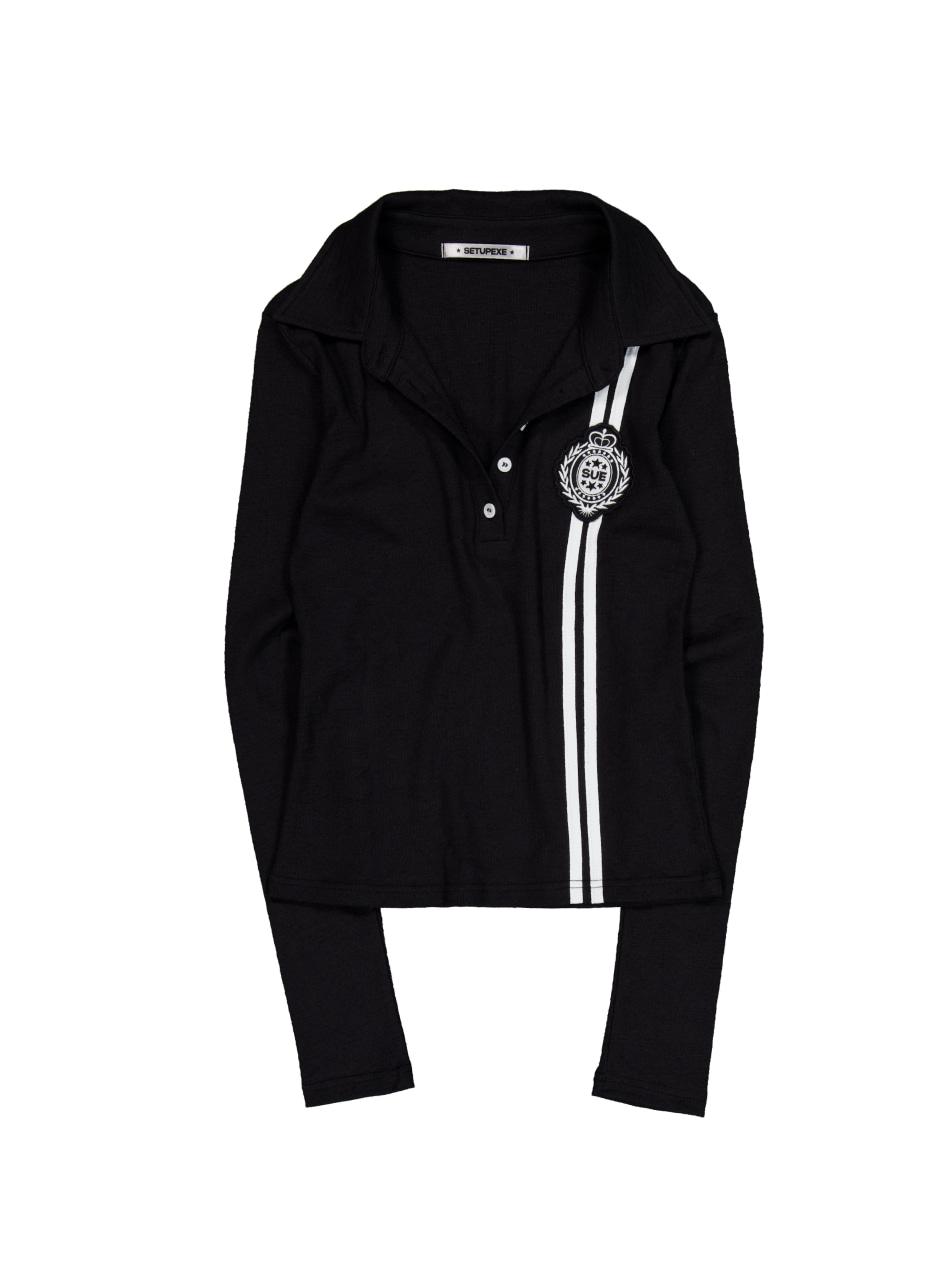 WAFFEN LINE COLLAR TEE / BLACK