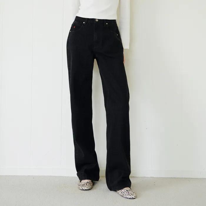 엠마 클래식 스트레이트 데님 팬츠_블랙