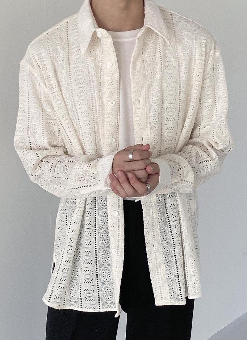 남자 시스루 레가시 레이스 셔츠