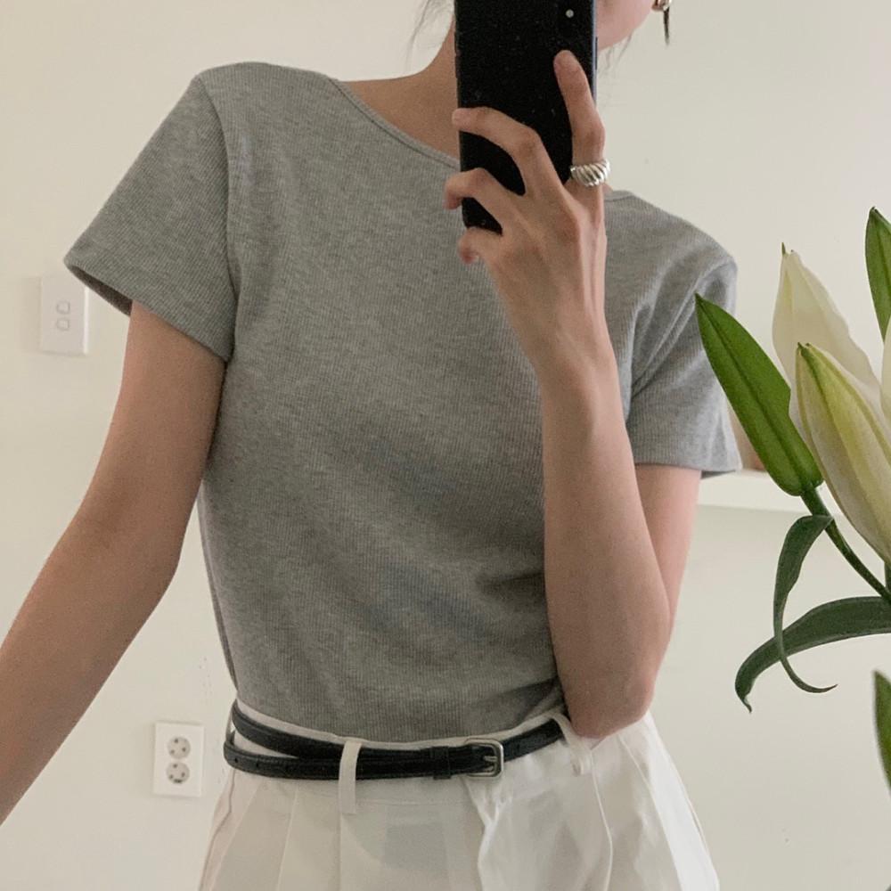 메이세븐 투웨이 티셔츠 여성 여름 이너 슬림핏 골지 와플 반팔 티셔츠 3color