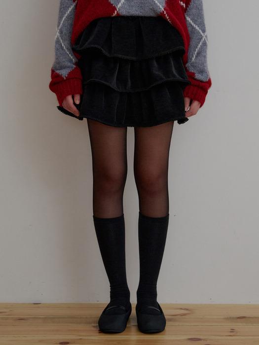 corduroy cancan skirt pants-black