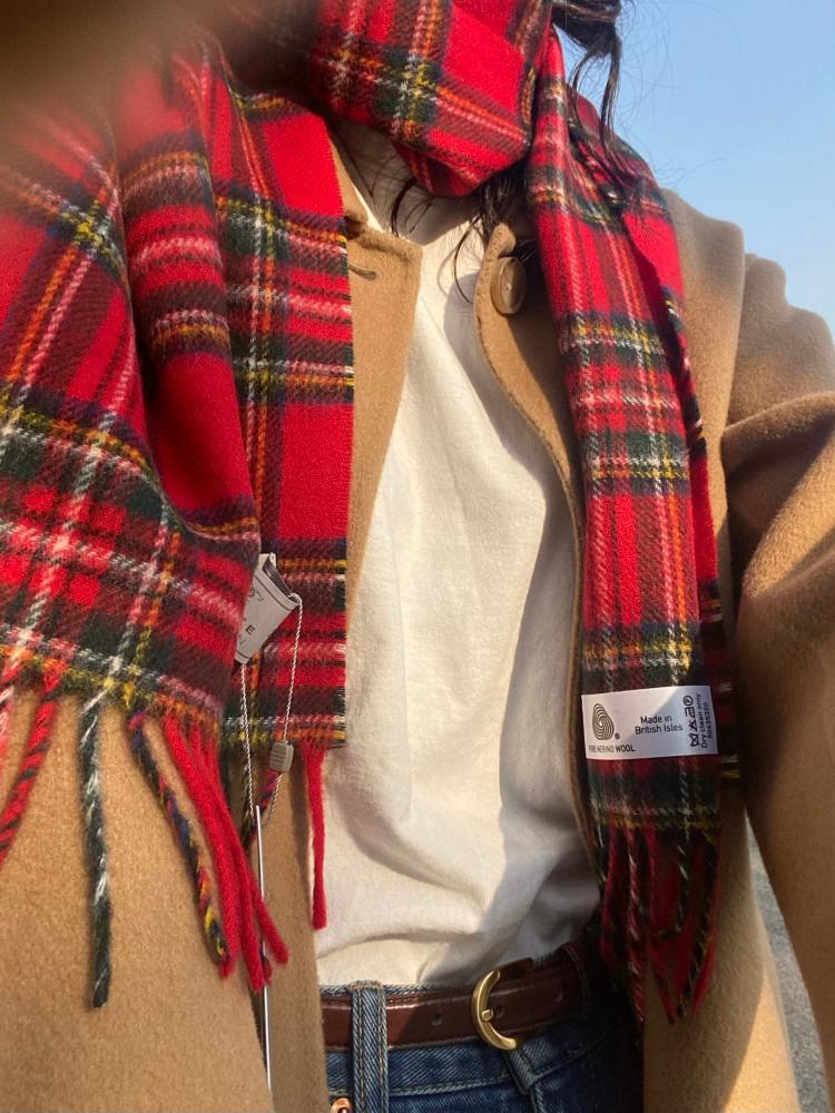 (일부 당일발송) S 영국 아브라함 문 체크 무지 머플러 (14colors)