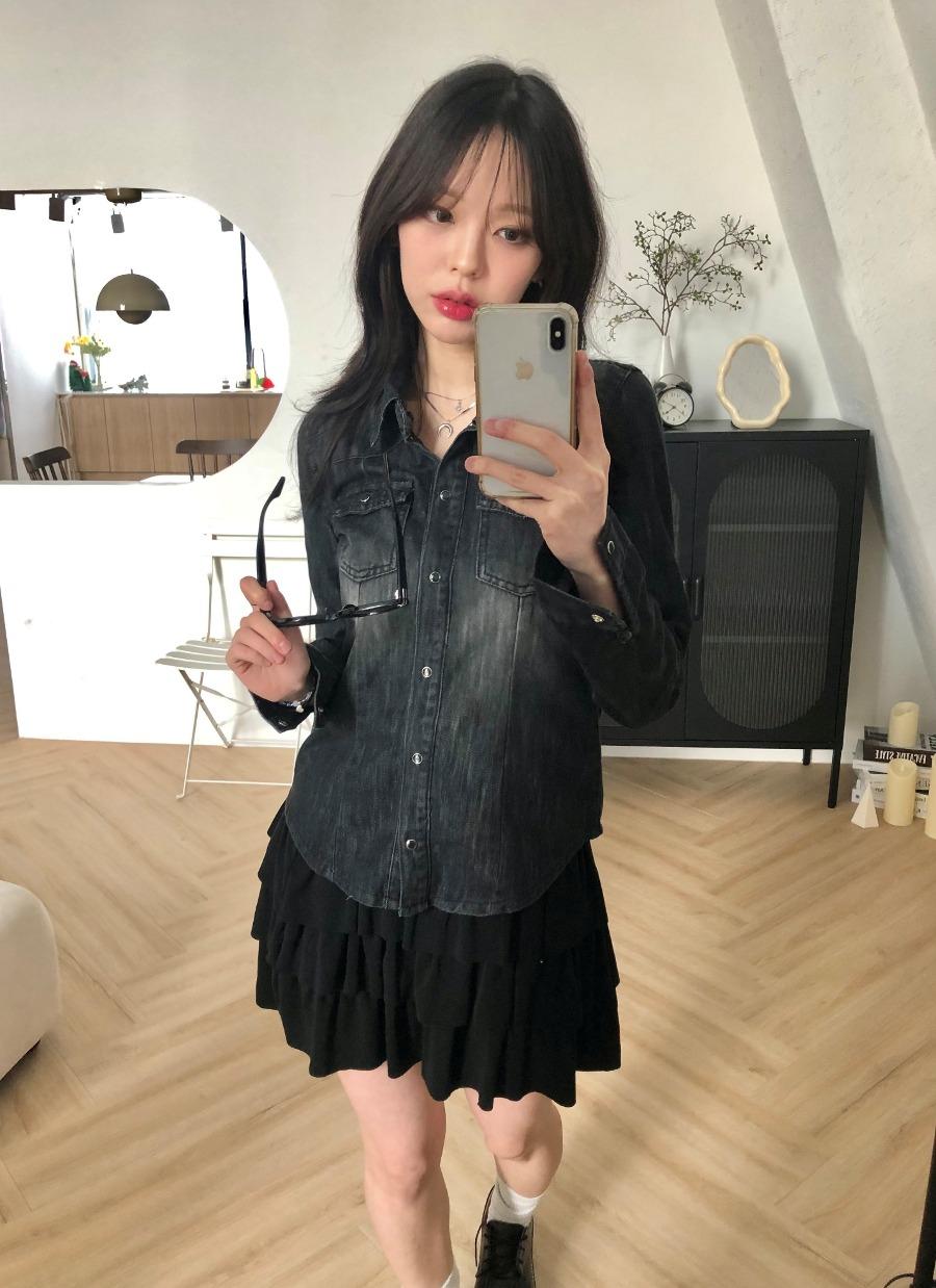 아르코이리스 Berga shirt 베르겐 워싱 슬림 데님 카라 남방 셔츠