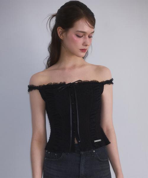 Lace Off Shoulder Sleeveless [Black]