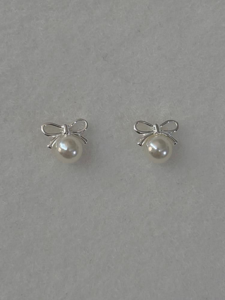 마고 925 니아 리본 진주 귀걸이