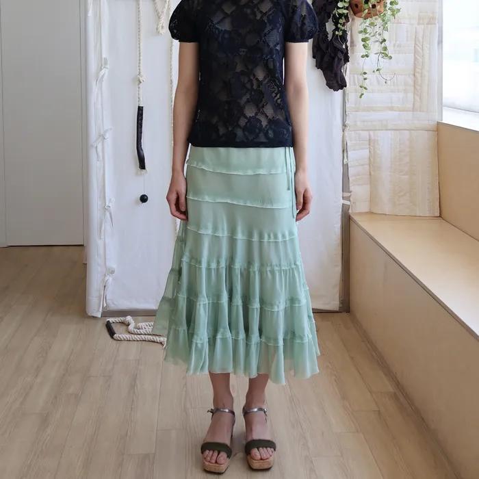 [3차] Nora Shimmering Skirt Glossy Mint