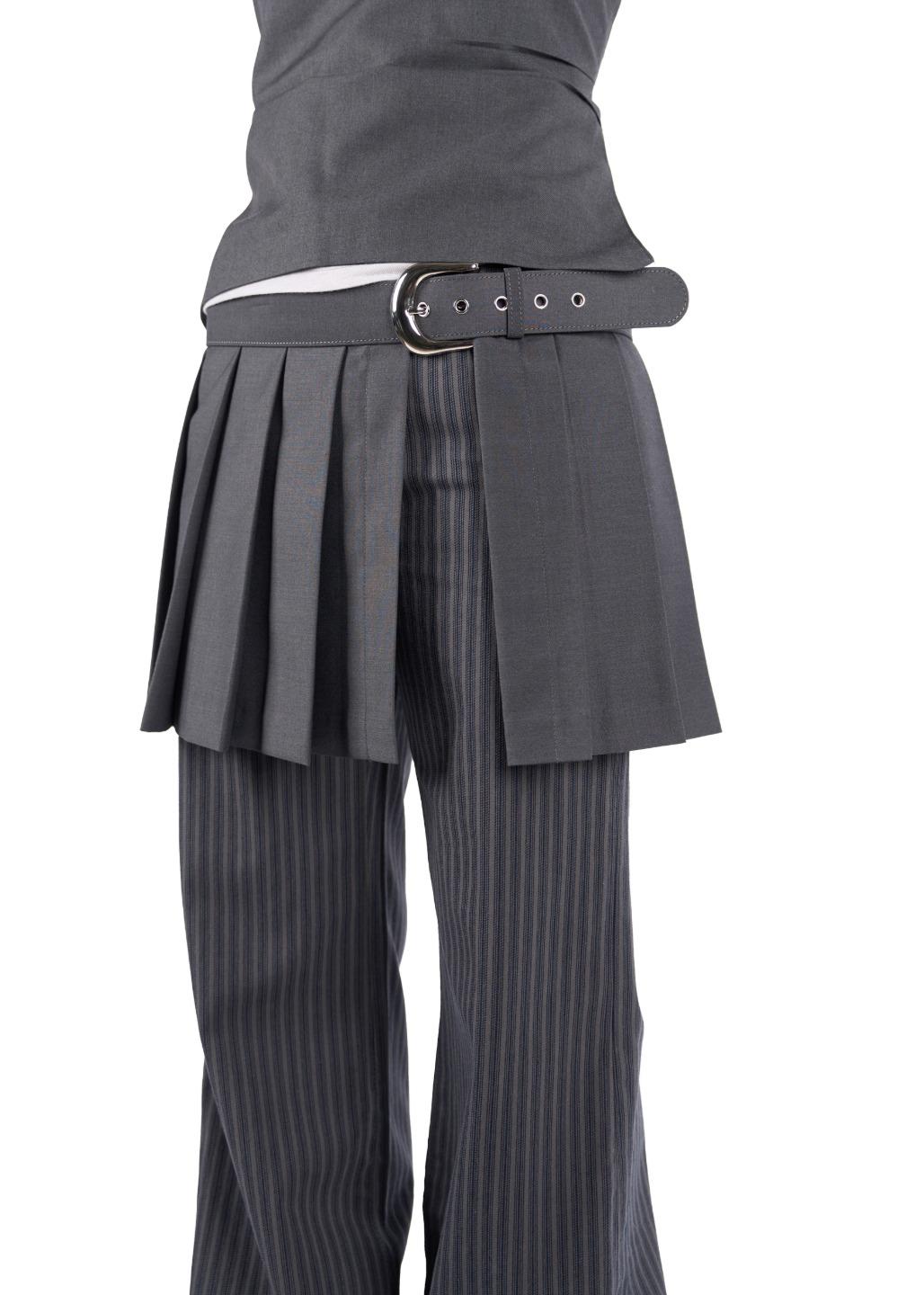 LEATHER BELT LAYERED SKIRT